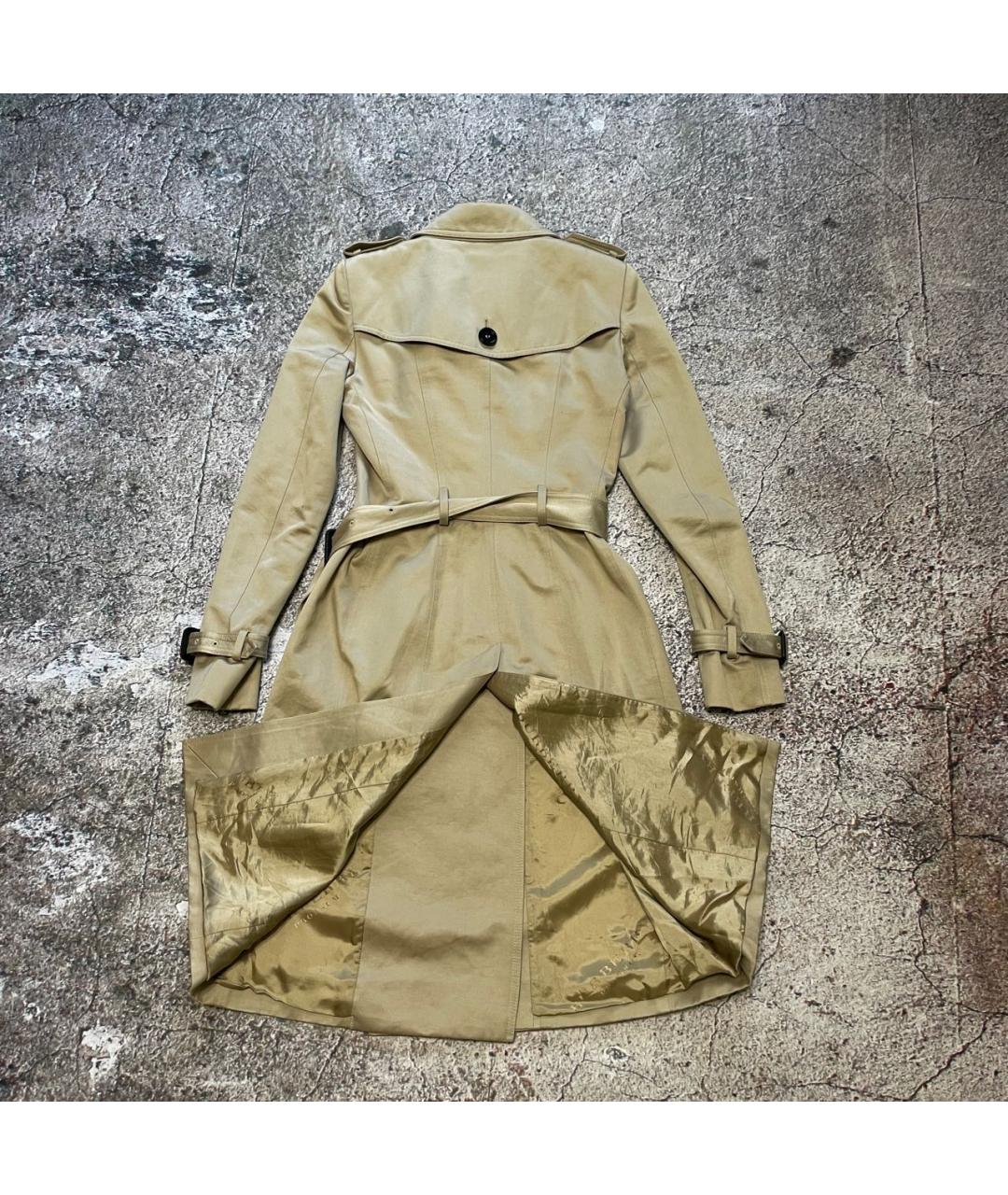 BURBERRY Золотой хлопковый тренч/плащ, фото 2