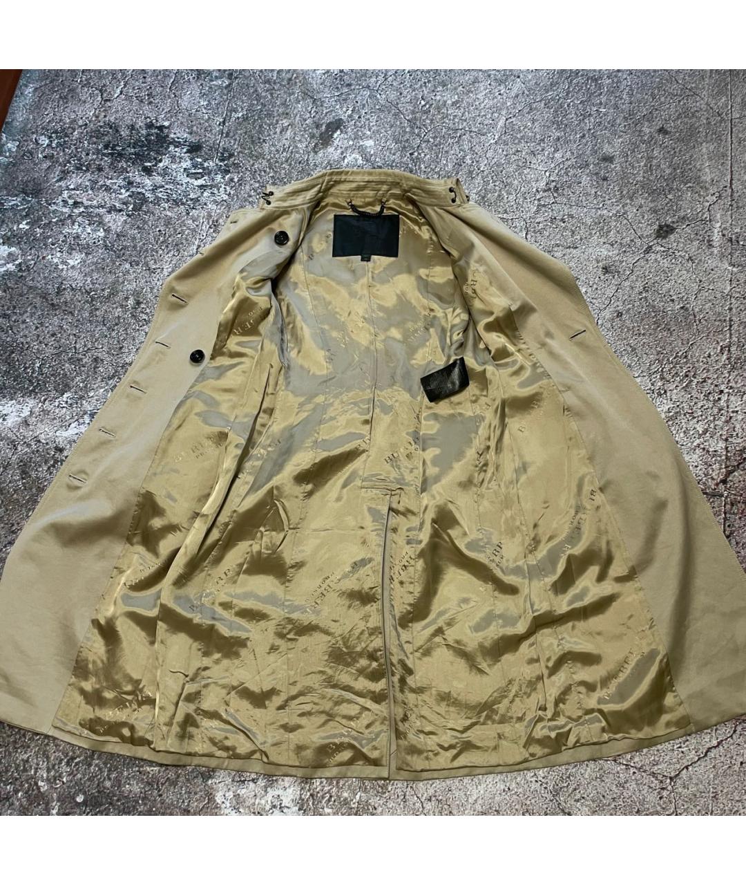 BURBERRY Золотой хлопковый тренч/плащ, фото 4