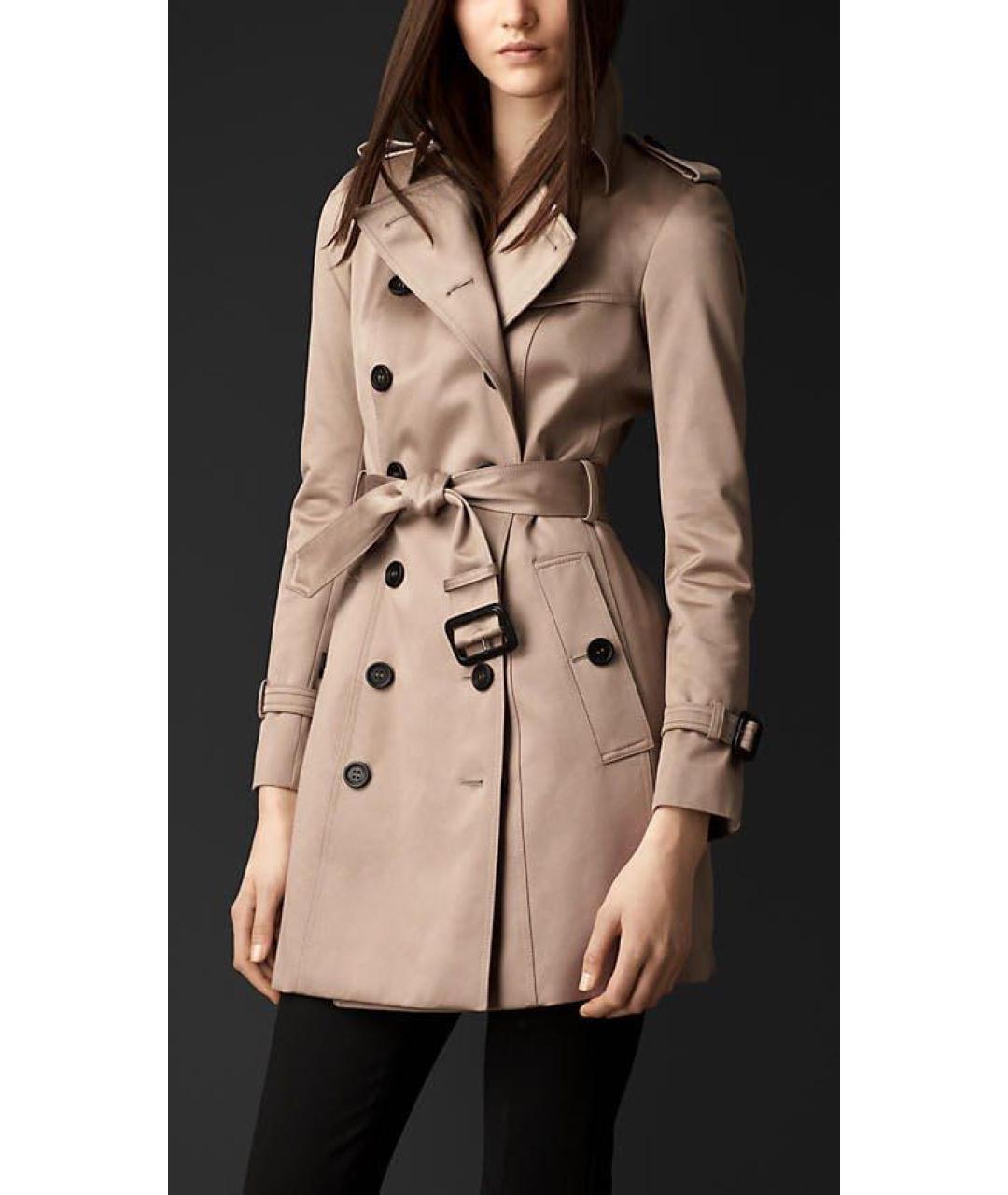 BURBERRY Золотой хлопковый тренч/плащ, фото 5