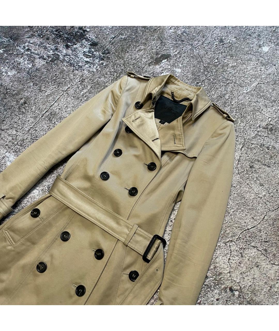 BURBERRY Золотой хлопковый тренч/плащ, фото 3