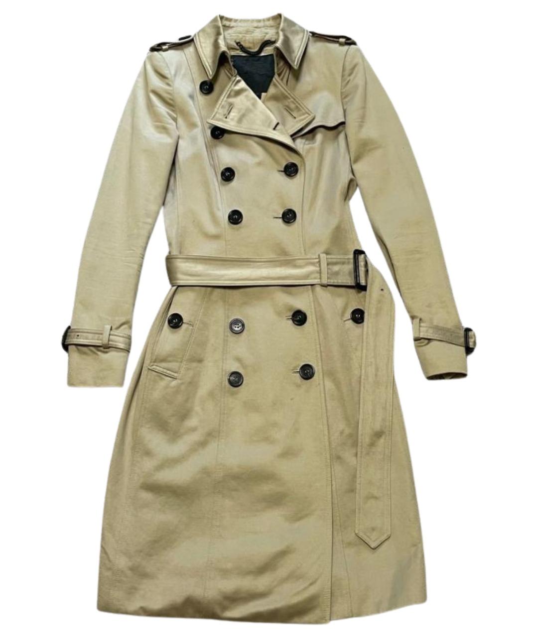 BURBERRY Золотой хлопковый тренч/плащ, фото 1