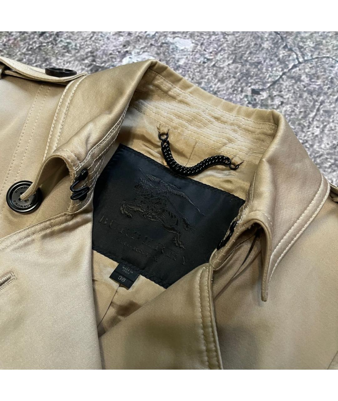 BURBERRY Золотой хлопковый тренч/плащ, фото 6