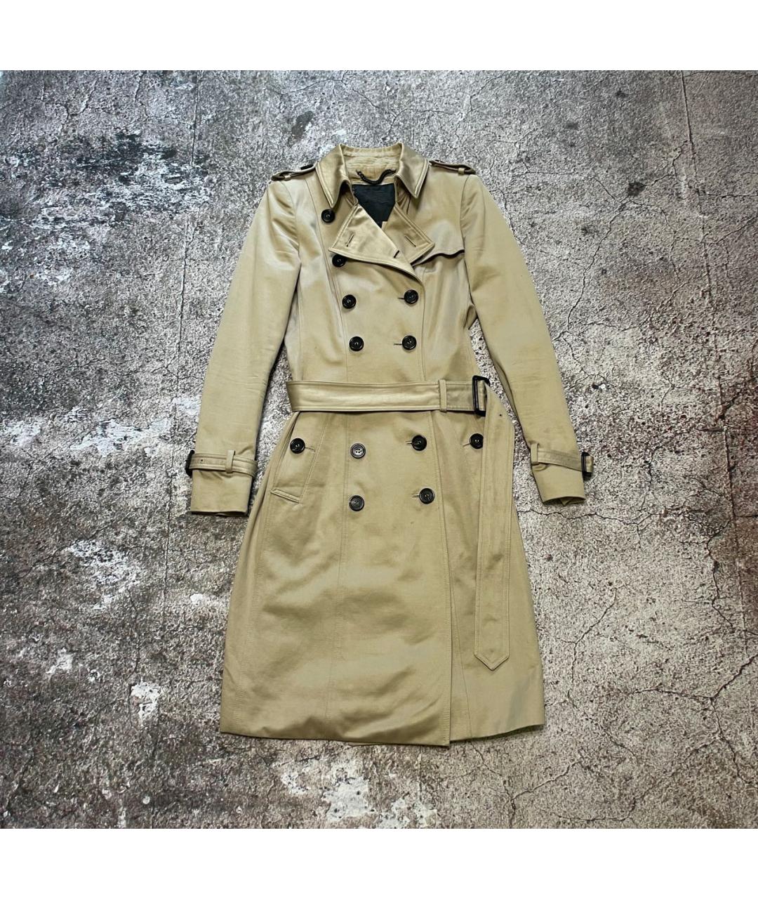 BURBERRY Золотой хлопковый тренч/плащ, фото 9