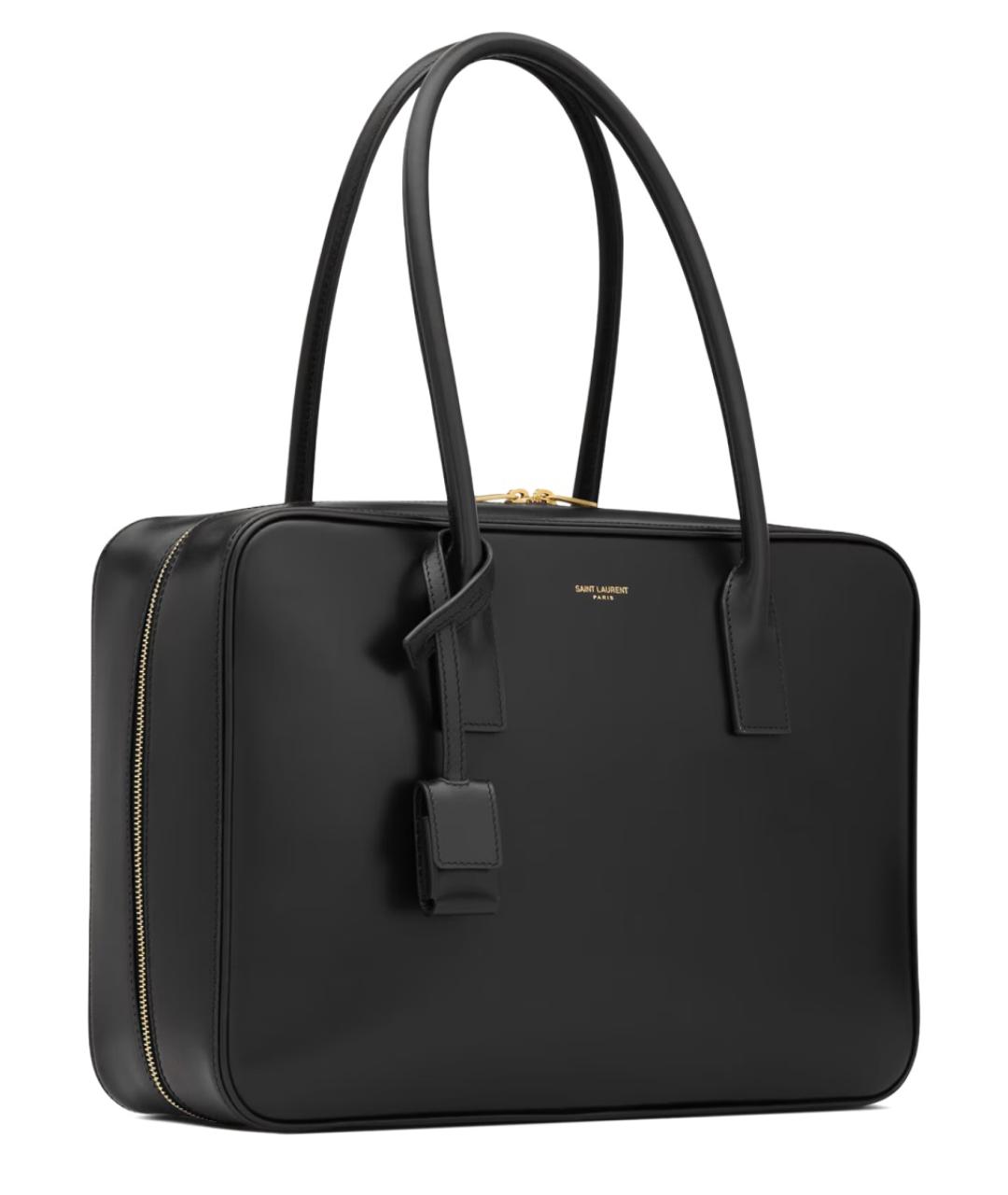 SAINT LAURENT Черная кожаная сумка тоут, фото 2