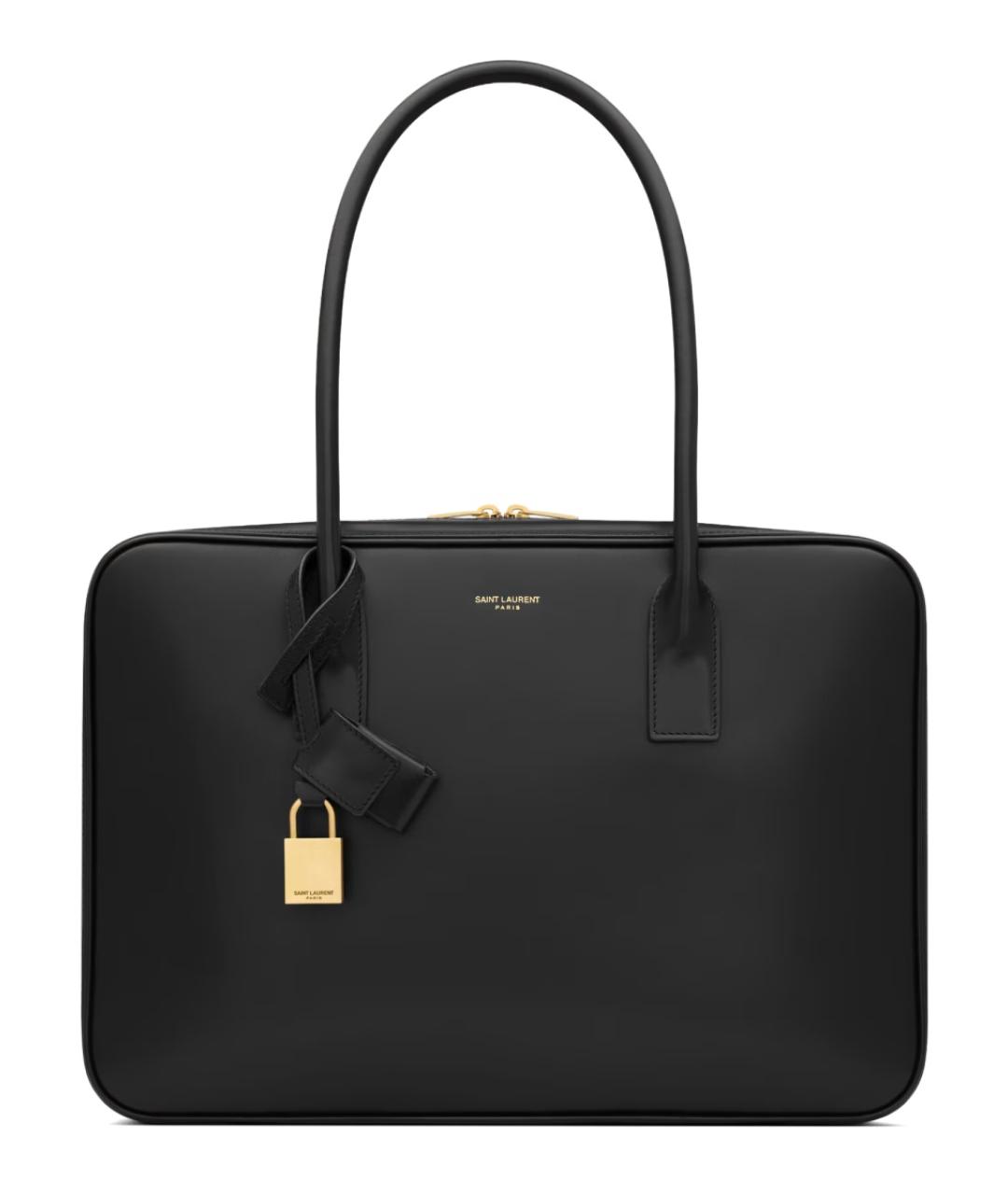 SAINT LAURENT Черная кожаная сумка тоут, фото 1