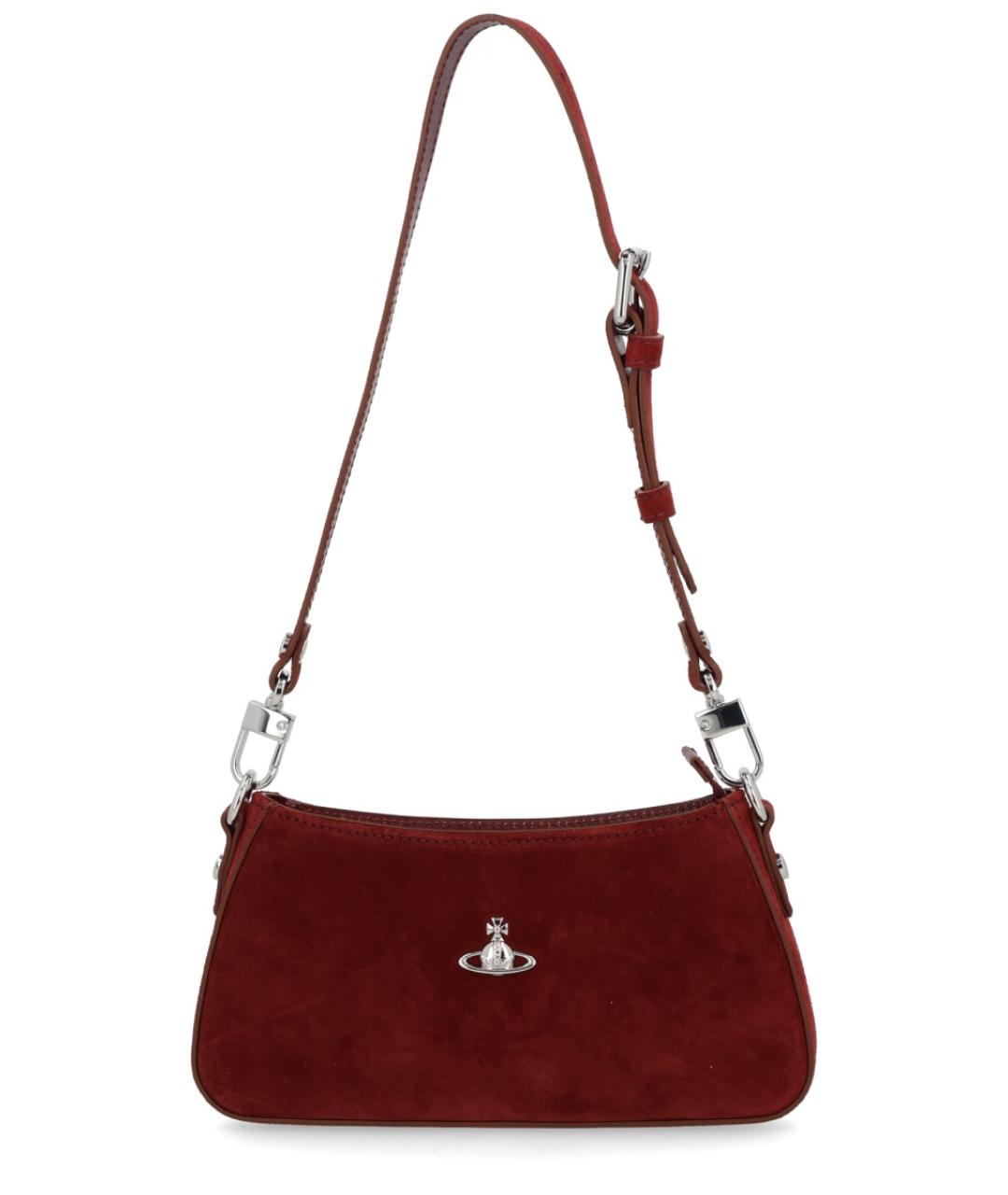 VIVIENNE WESTWOOD Бордовая замшевая сумка через плечо, фото 1