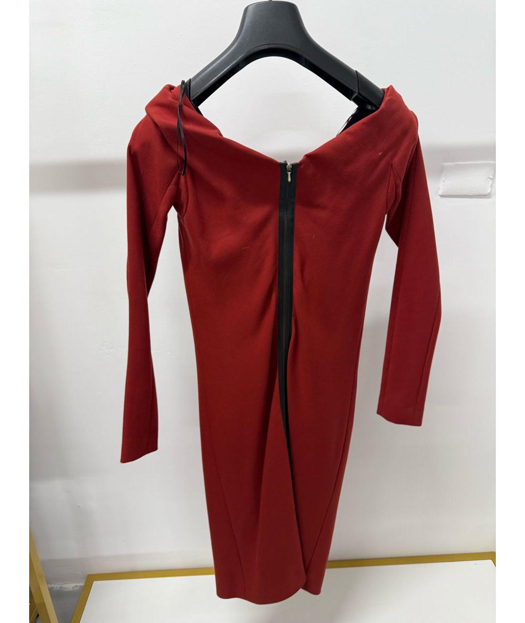 VICTORIA BECKHAM Бордовое шерстяное повседневное платье, фото 2