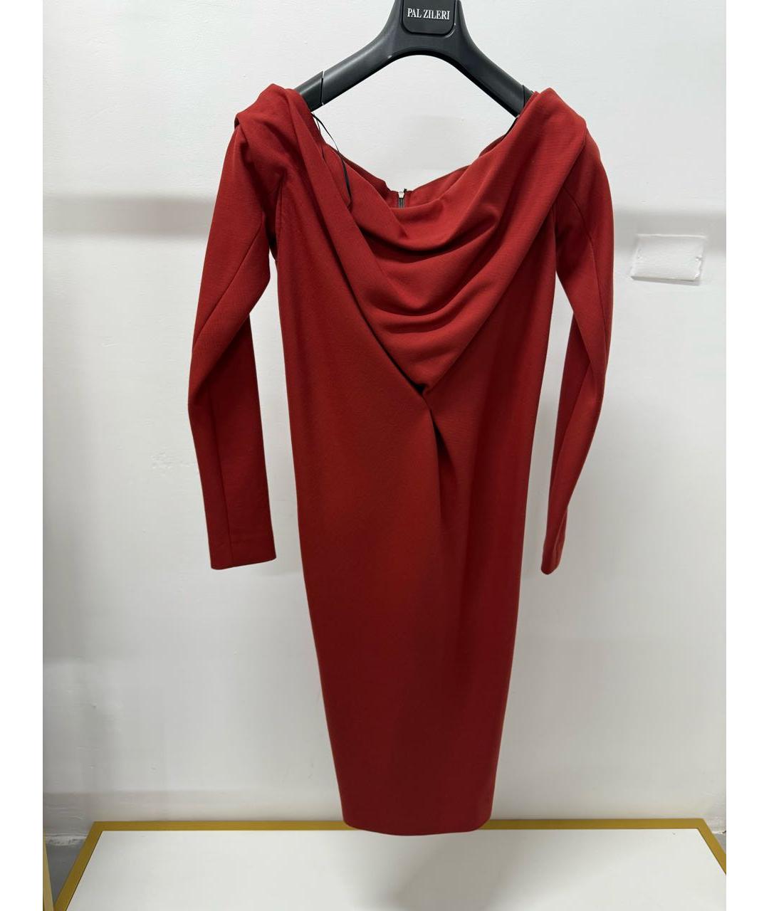 VICTORIA BECKHAM Бордовое шерстяное повседневное платье, фото 8