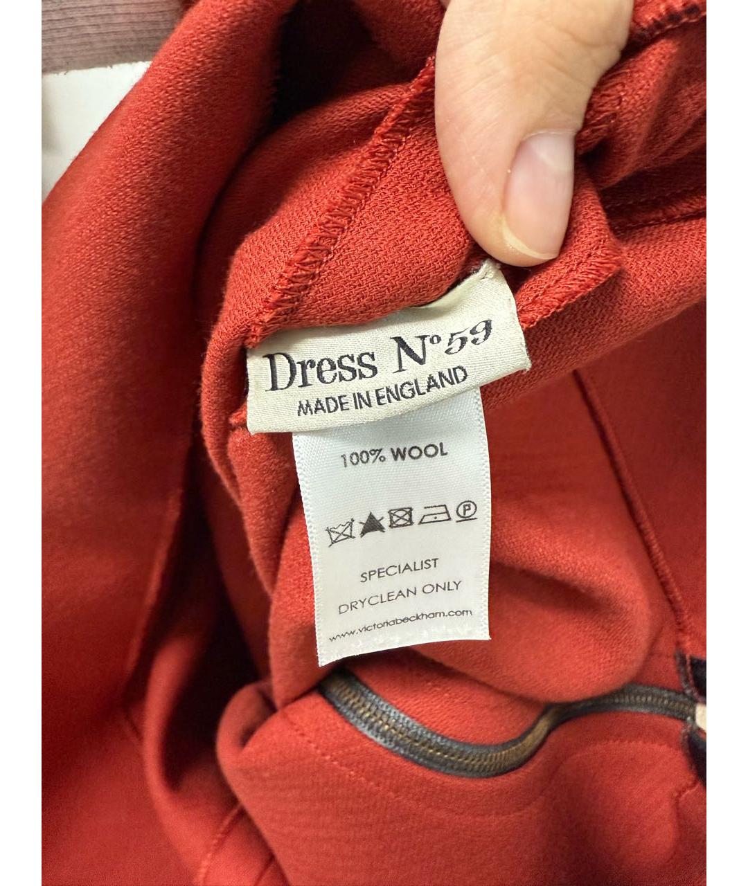 VICTORIA BECKHAM Бордовое шерстяное повседневное платье, фото 7
