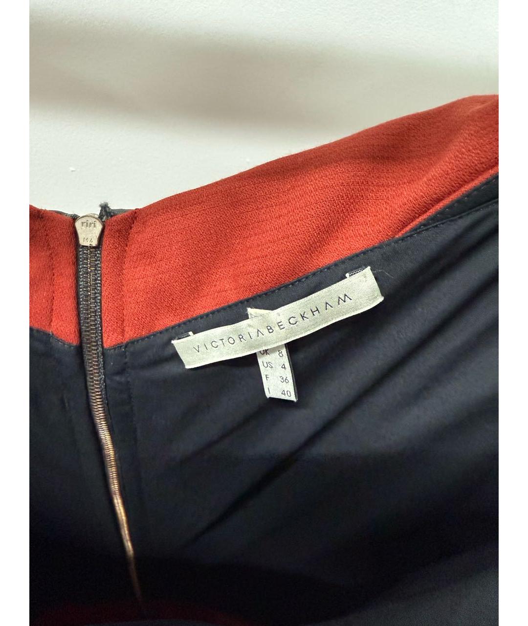 VICTORIA BECKHAM Бордовое шерстяное повседневное платье, фото 6