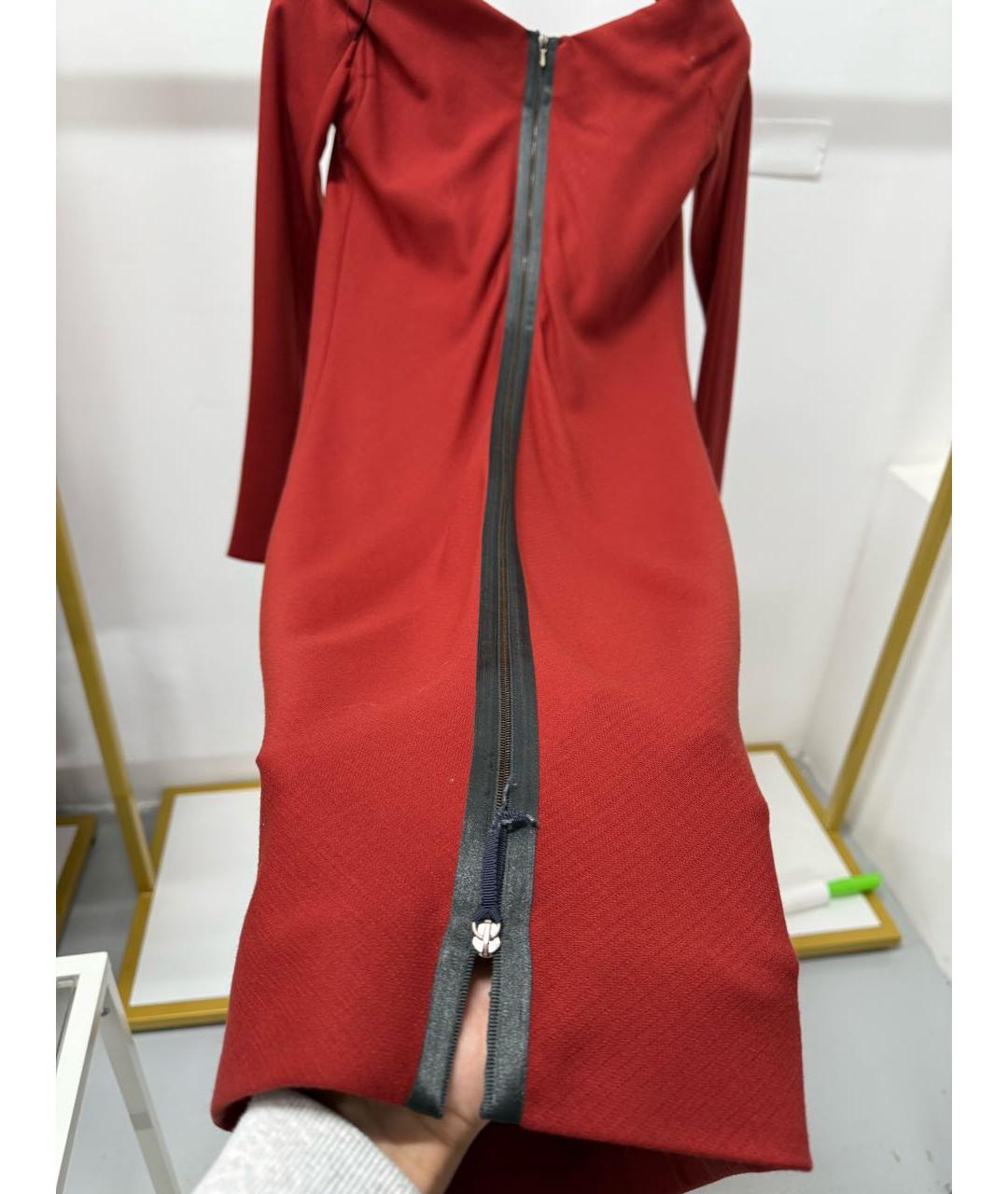 VICTORIA BECKHAM Бордовое шерстяное повседневное платье, фото 5