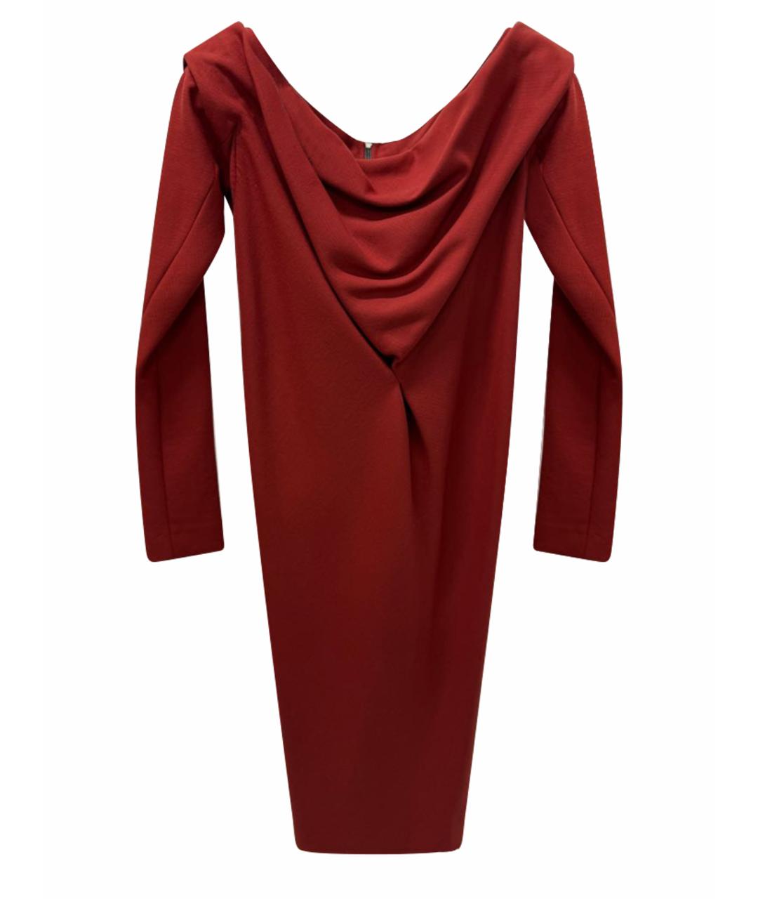 VICTORIA BECKHAM Бордовое шерстяное повседневное платье, фото 1