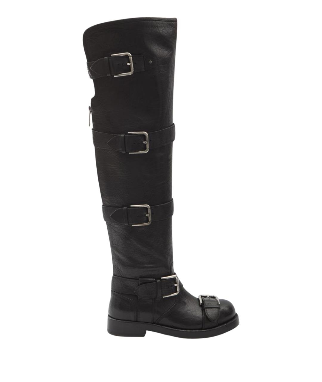 DOLCE&GABBANA Черные кожаные ботфорты, фото 1