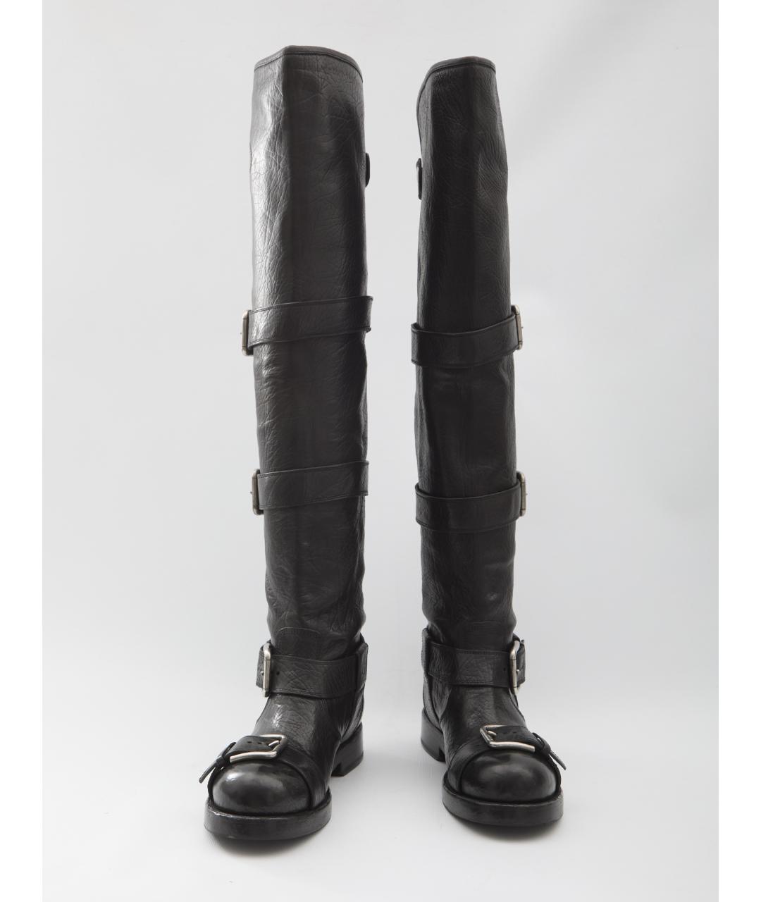 DOLCE&GABBANA Черные кожаные ботфорты, фото 5