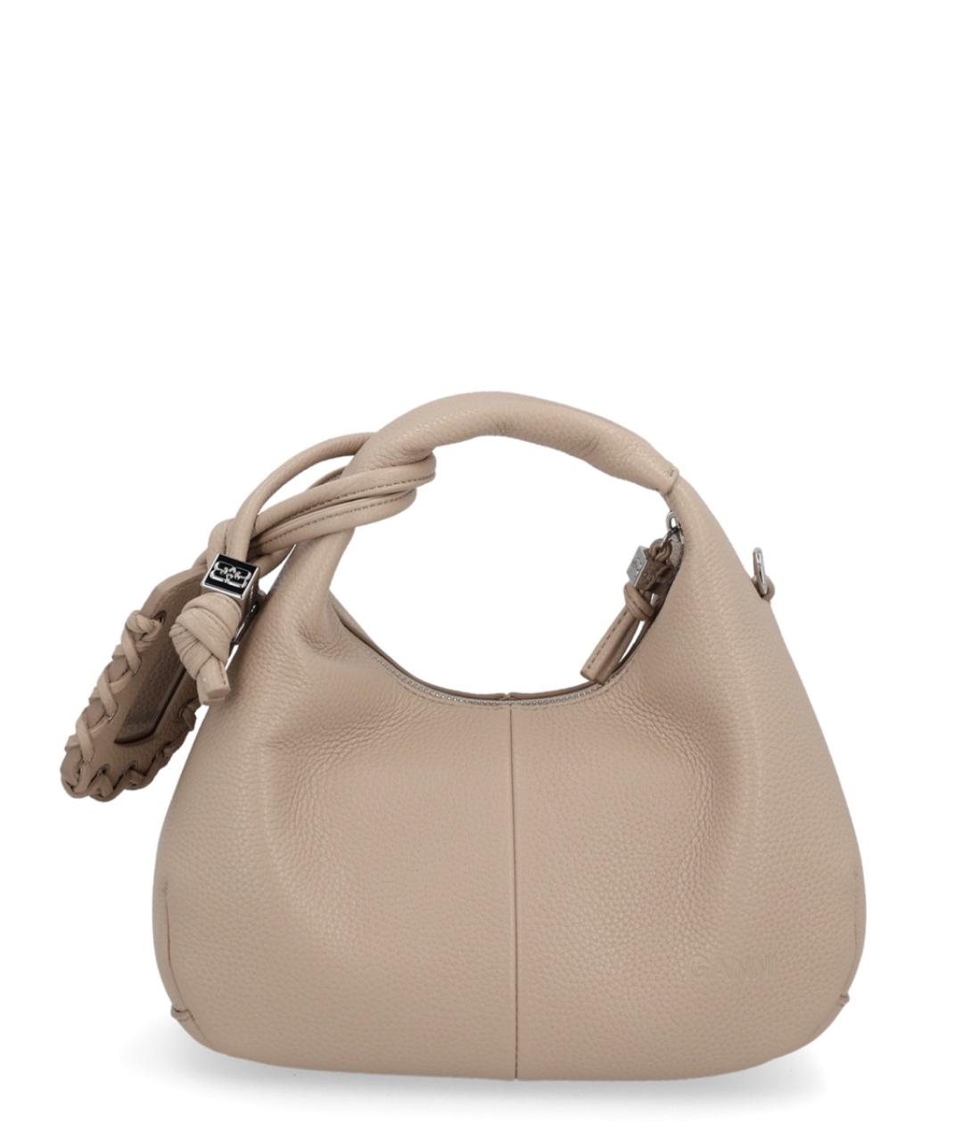 GANNI Бежевая сумка с короткими ручками, фото 5