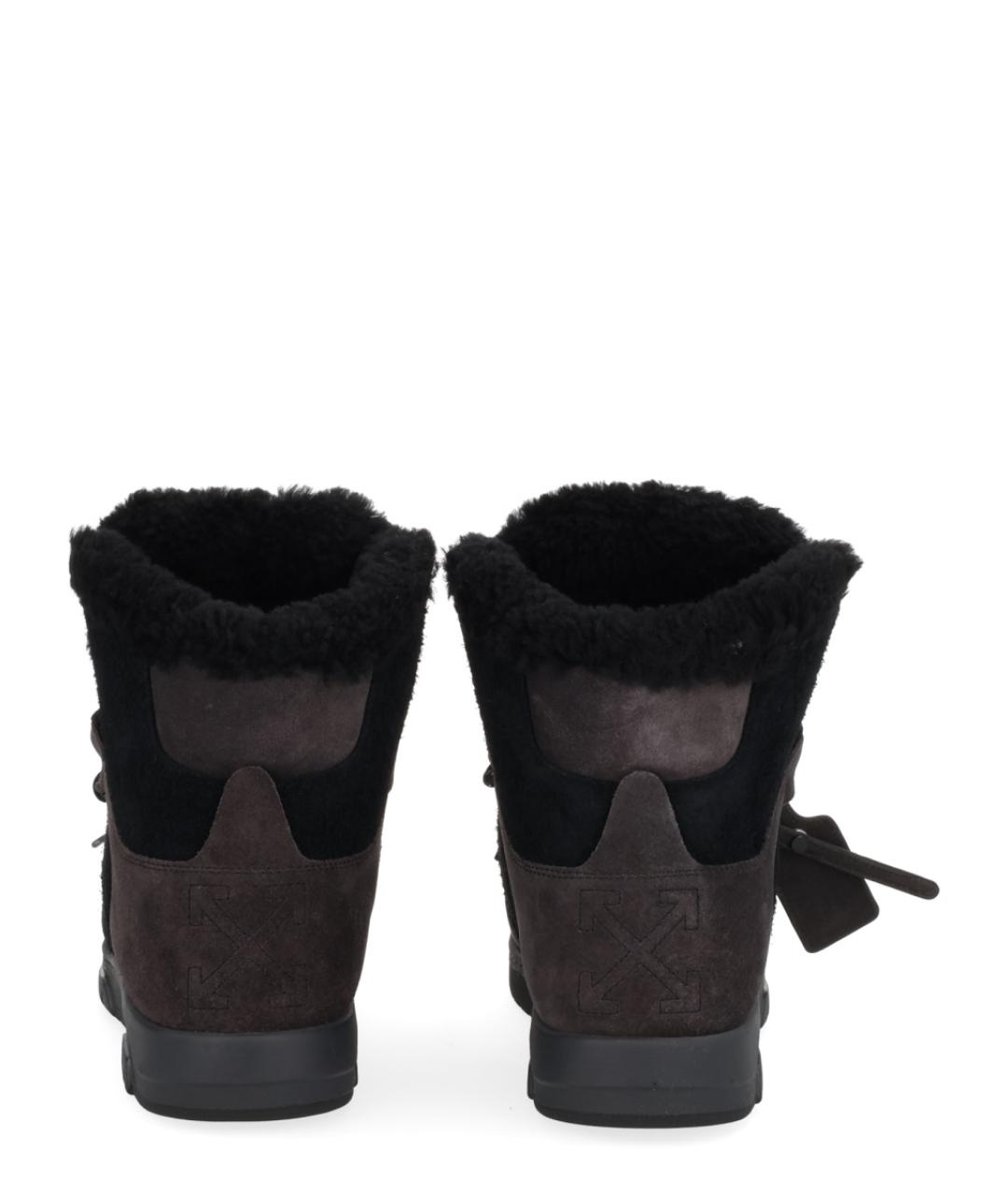 OFF-WHITE Черные кожаные низкие ботинки, фото 4