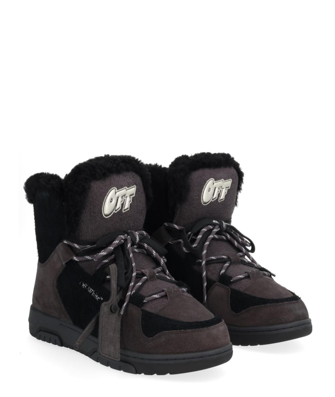 OFF-WHITE Черные кожаные низкие ботинки, фото 2