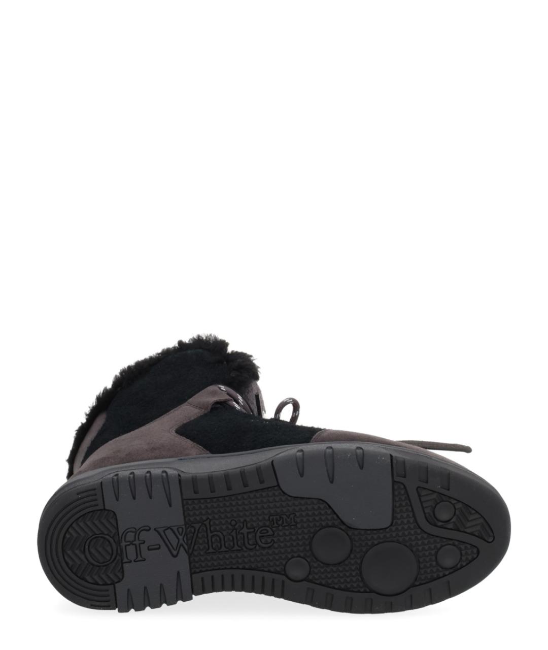 OFF-WHITE Черные кожаные низкие ботинки, фото 5