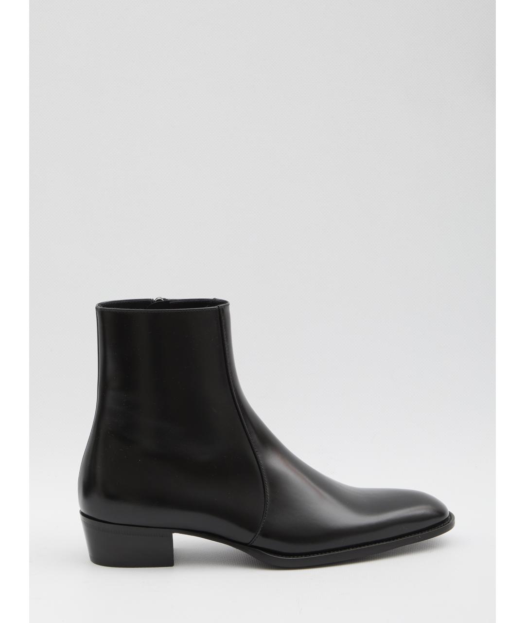 SAINT LAURENT Черные кожаные высокие ботинки, фото 6