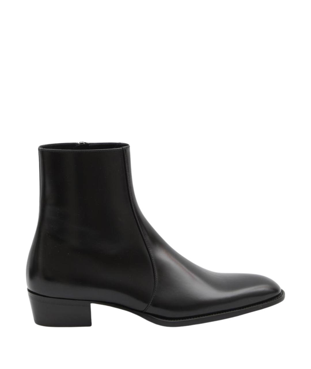 SAINT LAURENT Черные кожаные высокие ботинки, фото 1