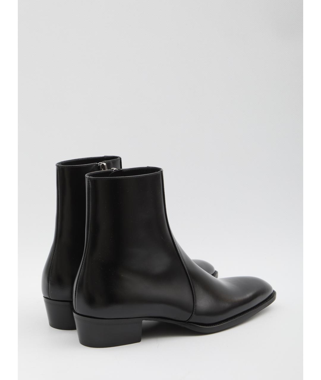 SAINT LAURENT Черные кожаные высокие ботинки, фото 3