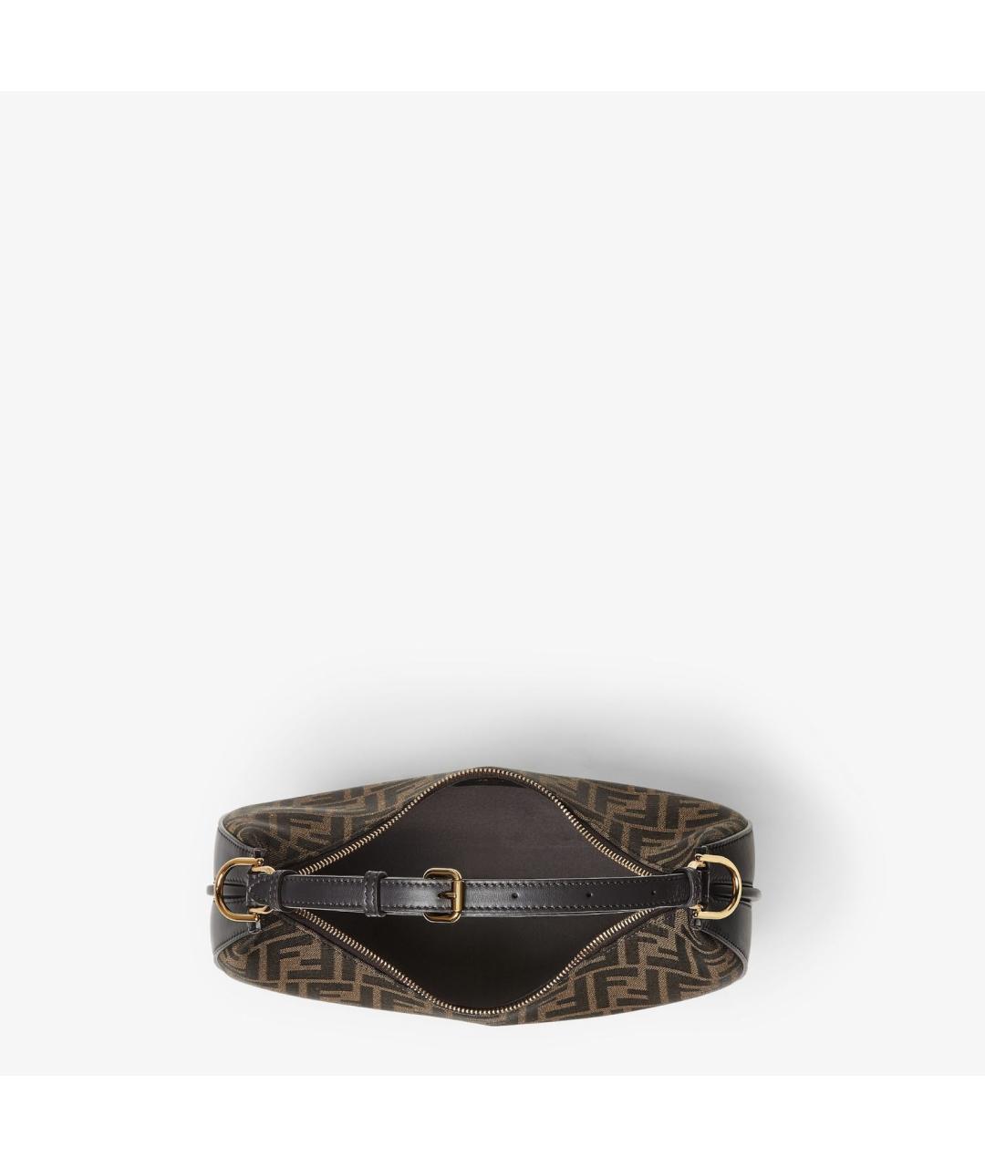 FENDI Коричневая тканевая сумка с короткими ручками, фото 4