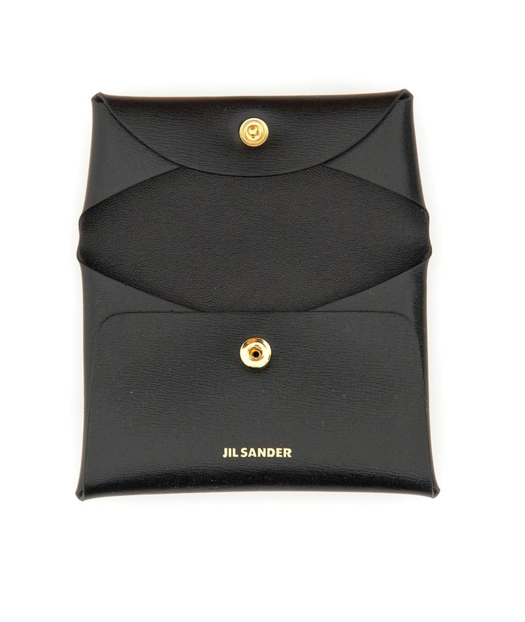 JIL SANDER Черный кожаный кошелек, фото 2