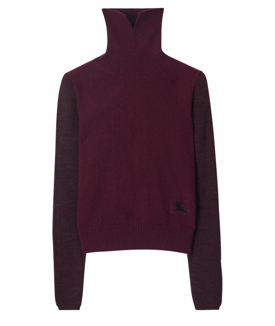 BURBERRY Бордовый шерстяной джемпер / свитер, фото 1