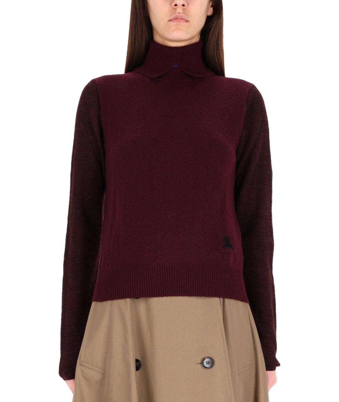 BURBERRY Бордовый шерстяной джемпер / свитер, фото 2