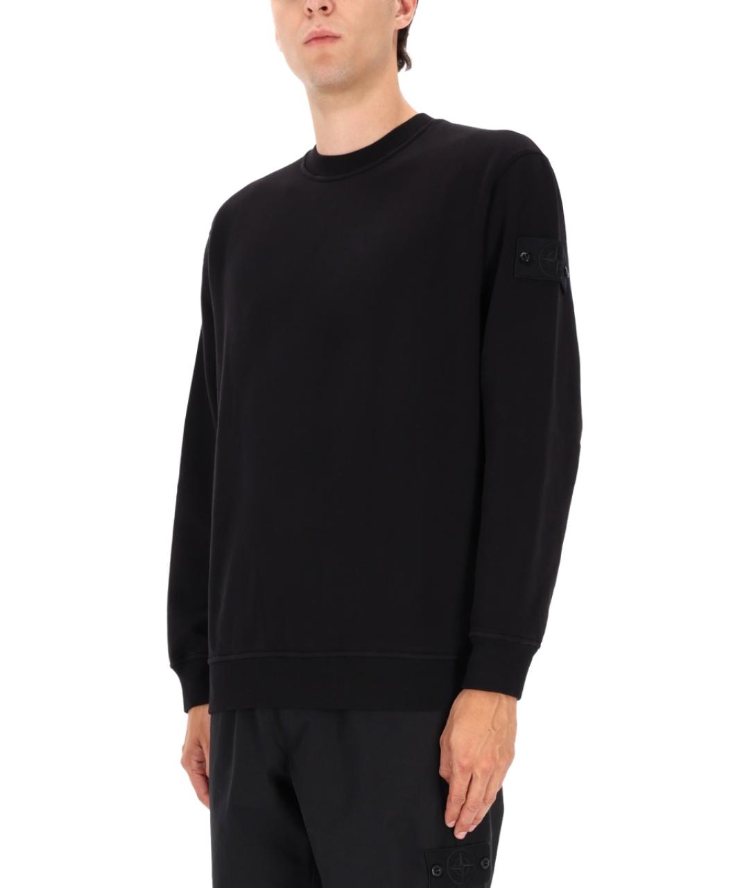 STONE ISLAND Черный хлопковый джемпер / свитер, фото 4