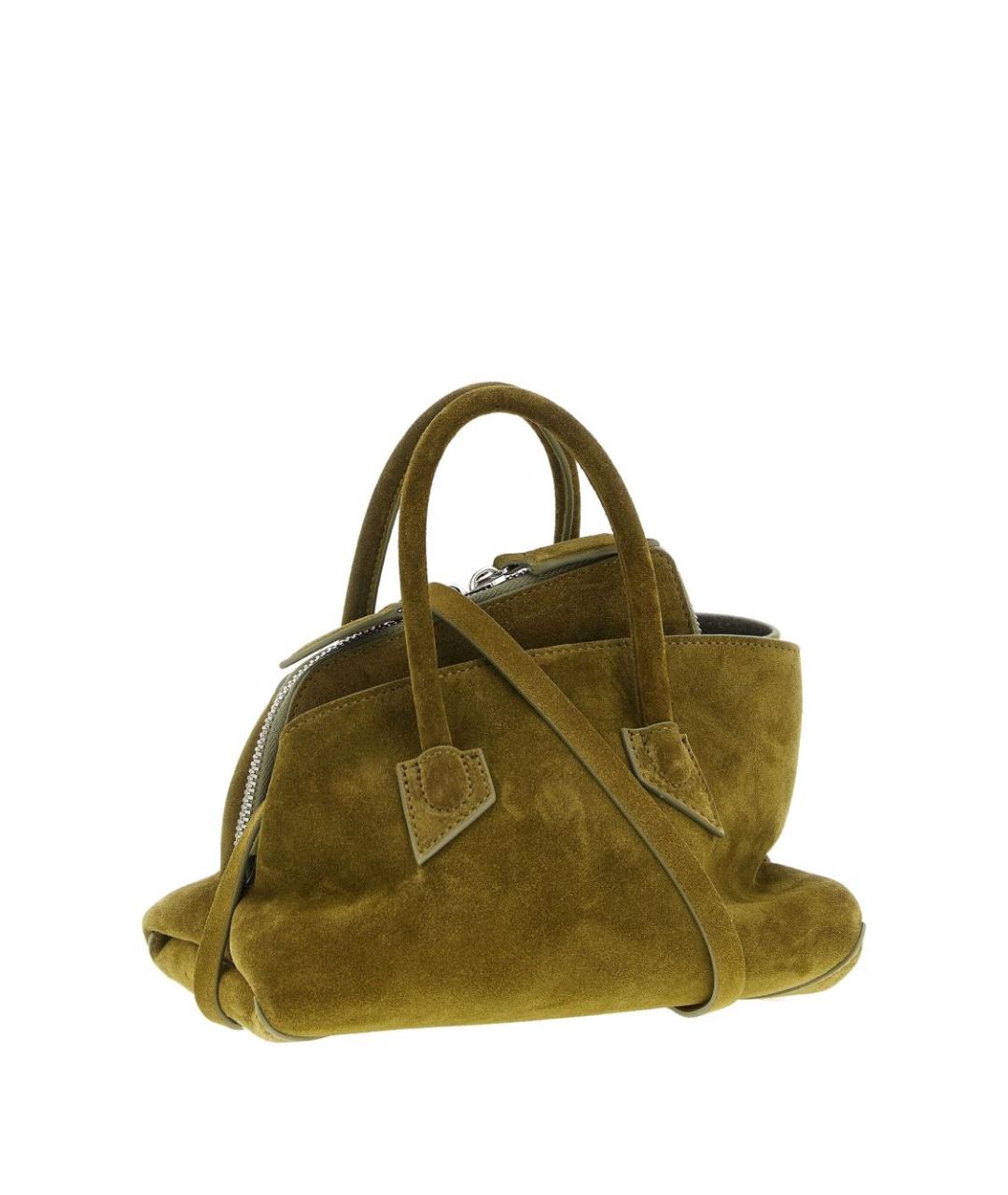 THE ATTICO Хаки замшевая сумка тоут, фото 4