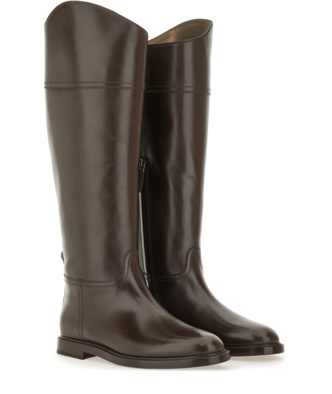 BRUNELLO CUCINELLI Коричневые кожаные сапоги, фото 2