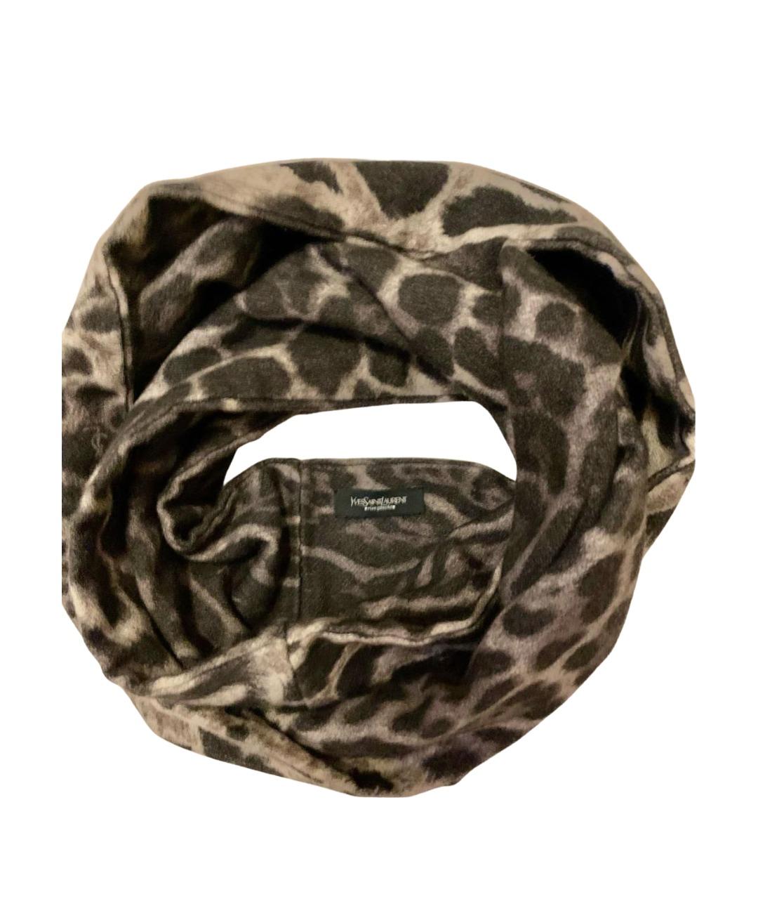 SAINT LAURENT Коричневый кашемировый шарф, фото 1