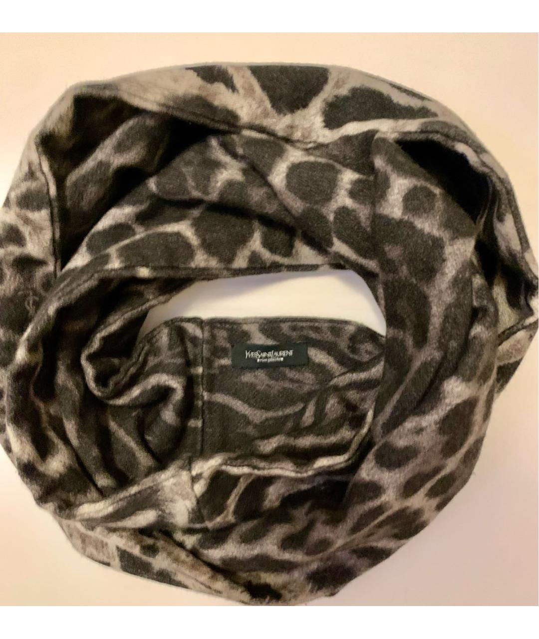 SAINT LAURENT Коричневый кашемировый шарф, фото 4