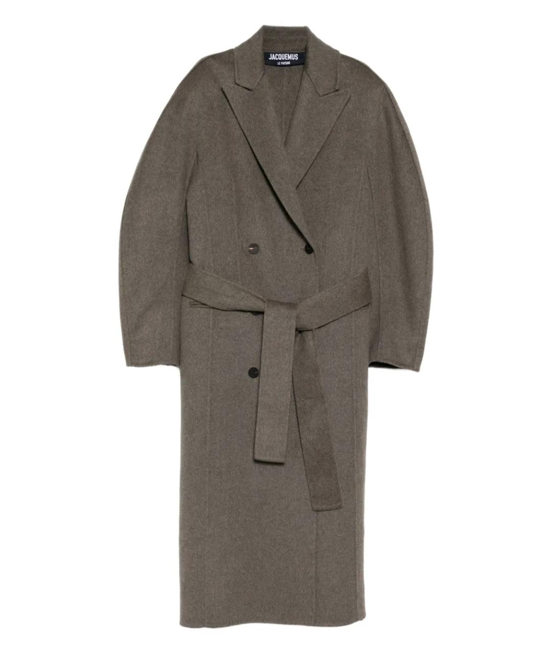 JACQUEMUS Серое шерстяное пальто, фото 1