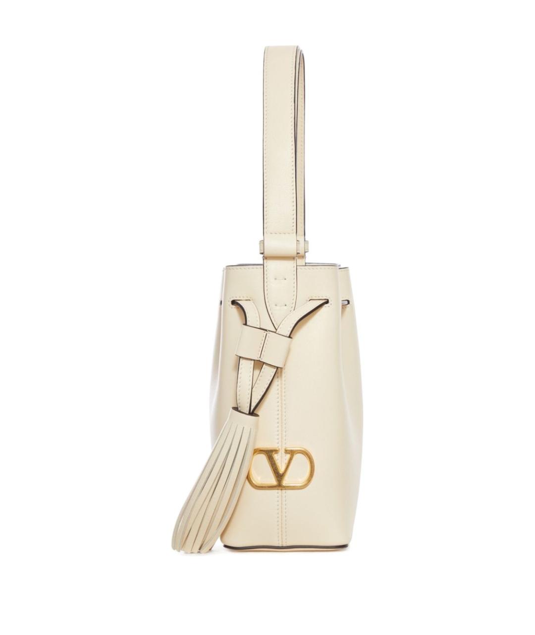 VALENTINO Белая кожаная сумка с короткими ручками, фото 3
