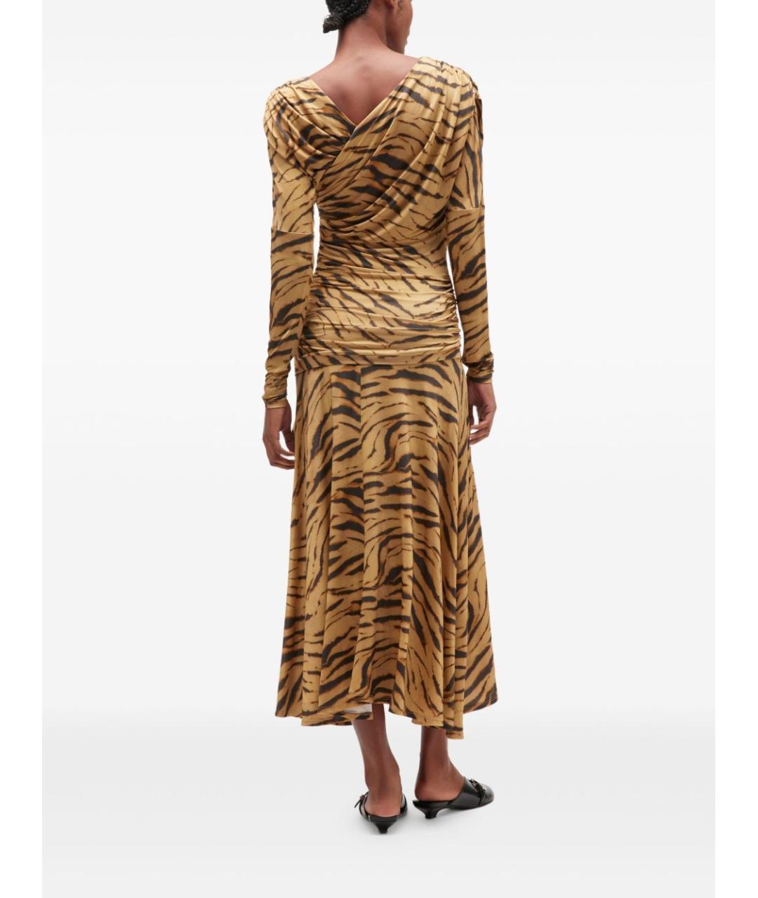 GANNI Коричневое вискозное повседневное платье, фото 4