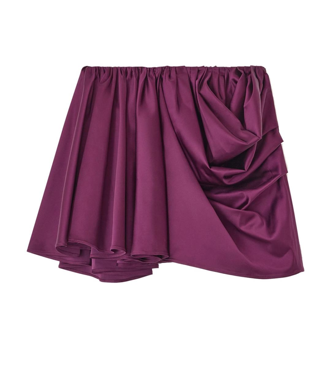 GANNI Фуксия ацетатная юбка мини, фото 1