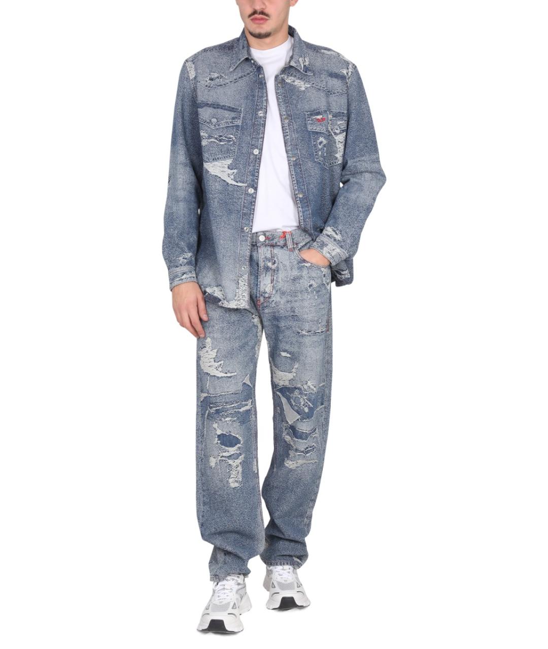 DIESEL Синяя хлопковая кэжуал рубашка, фото 3