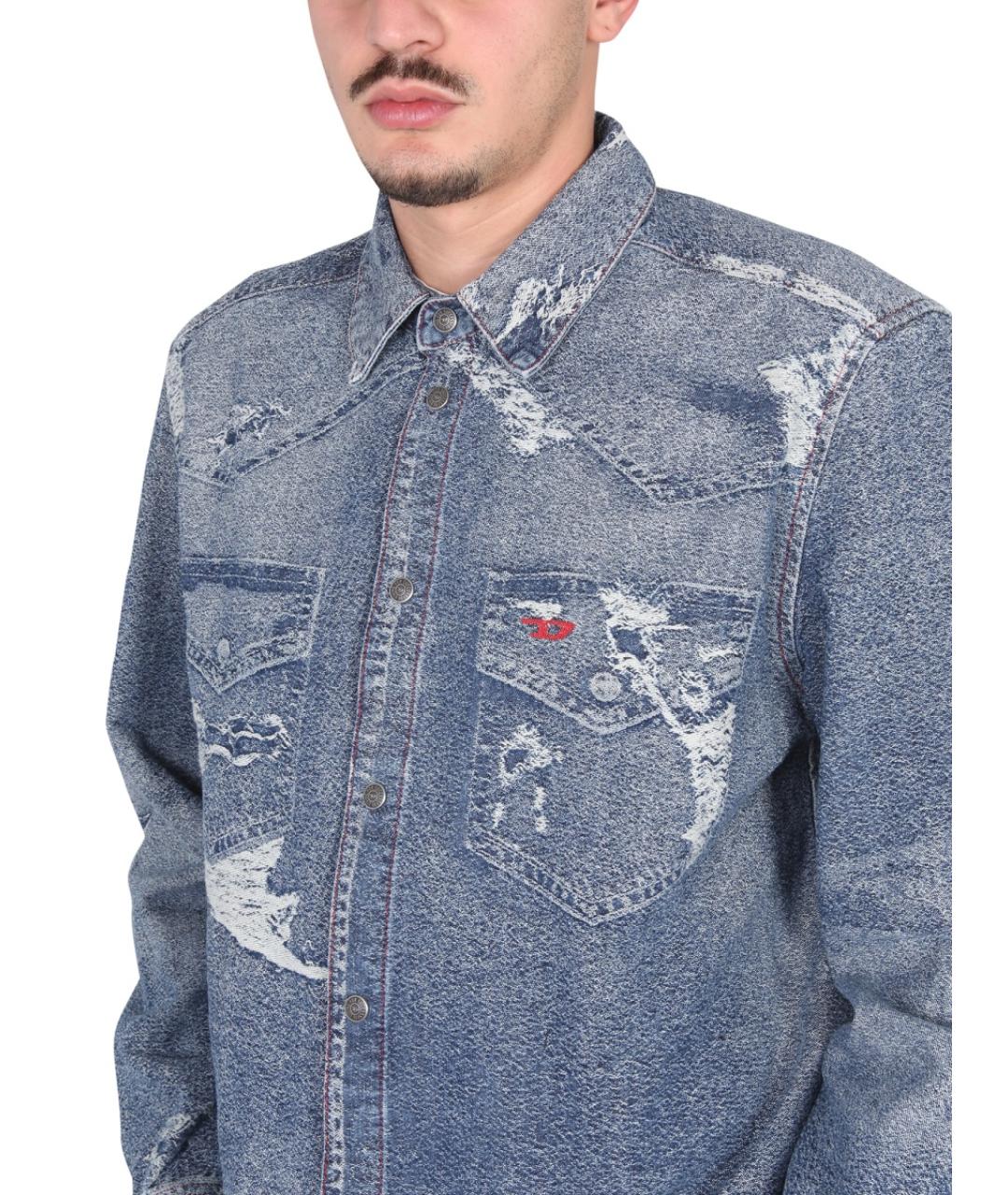 DIESEL Синяя хлопковая кэжуал рубашка, фото 5