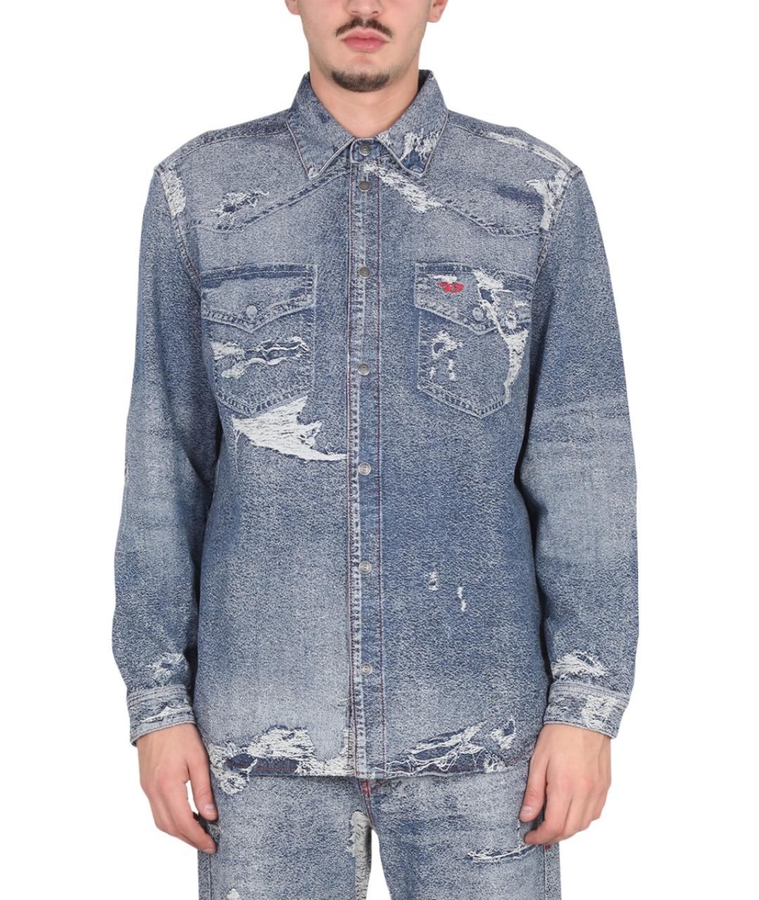 DIESEL Синяя хлопковая кэжуал рубашка, фото 2