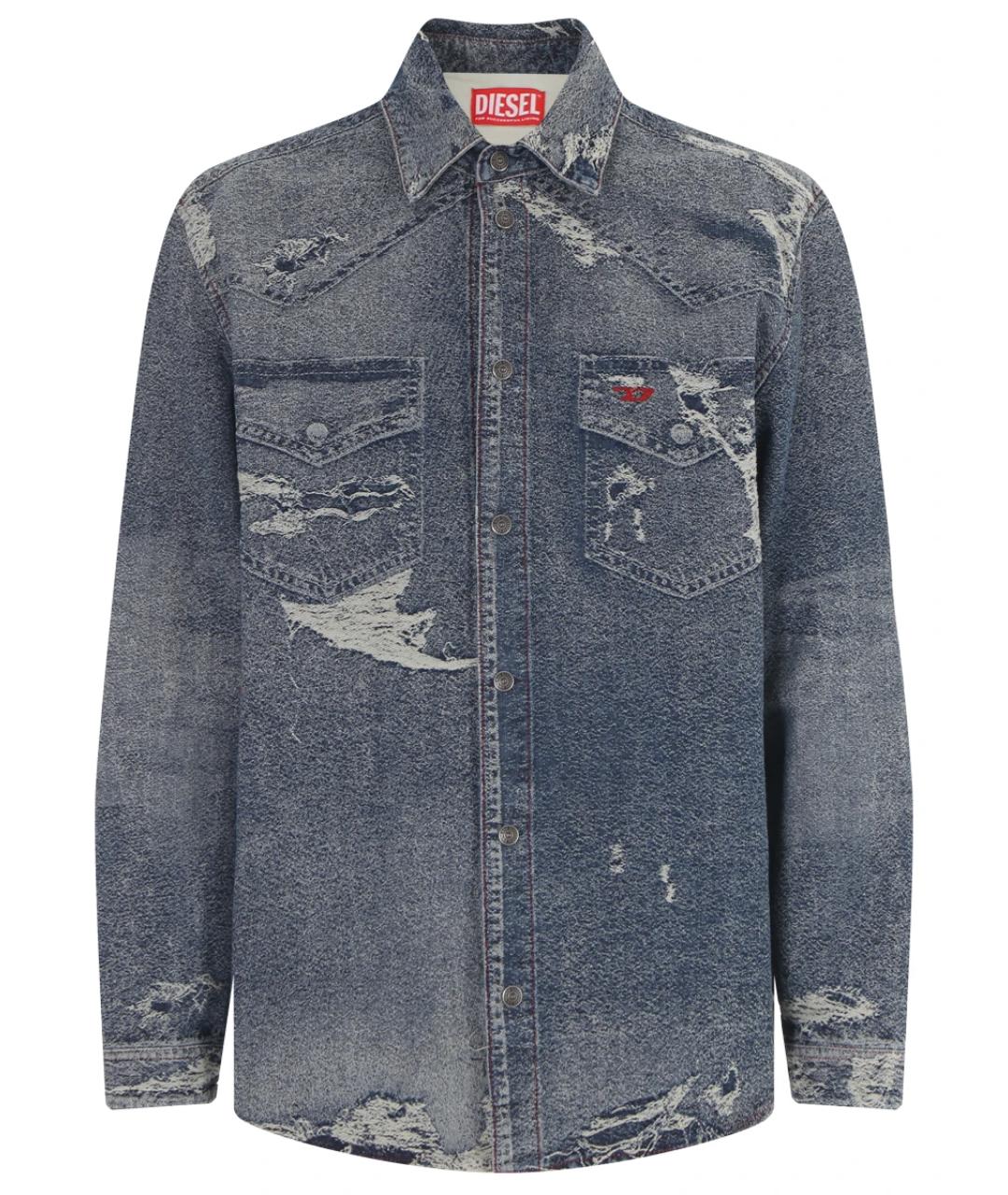 DIESEL Синяя хлопковая кэжуал рубашка, фото 1