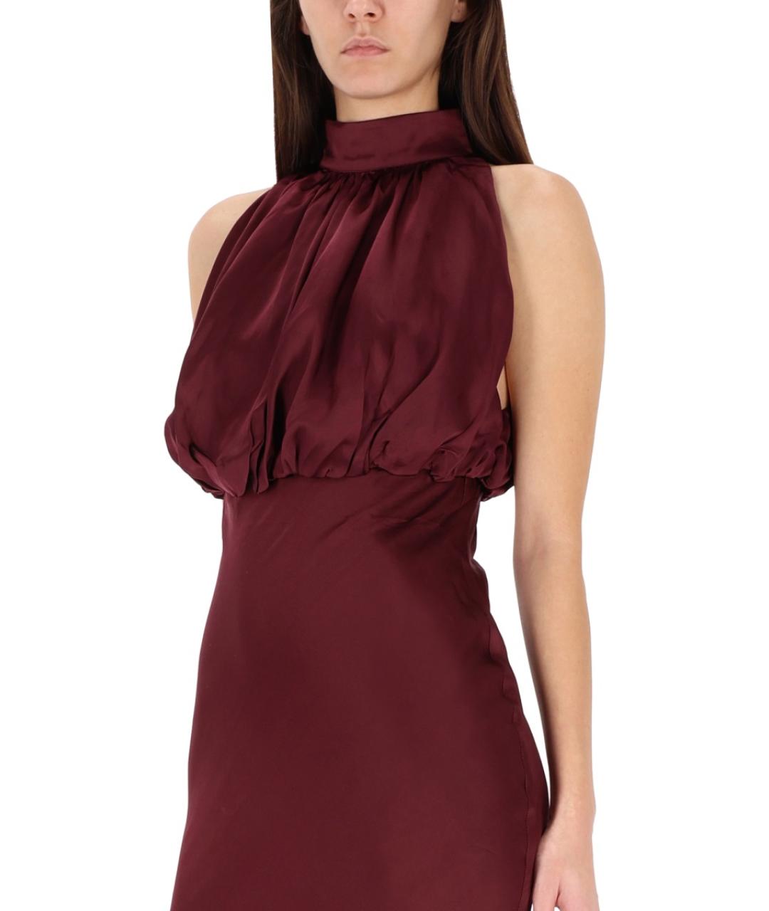 ROTATE Бордовое шелковое вечернее платье, фото 3