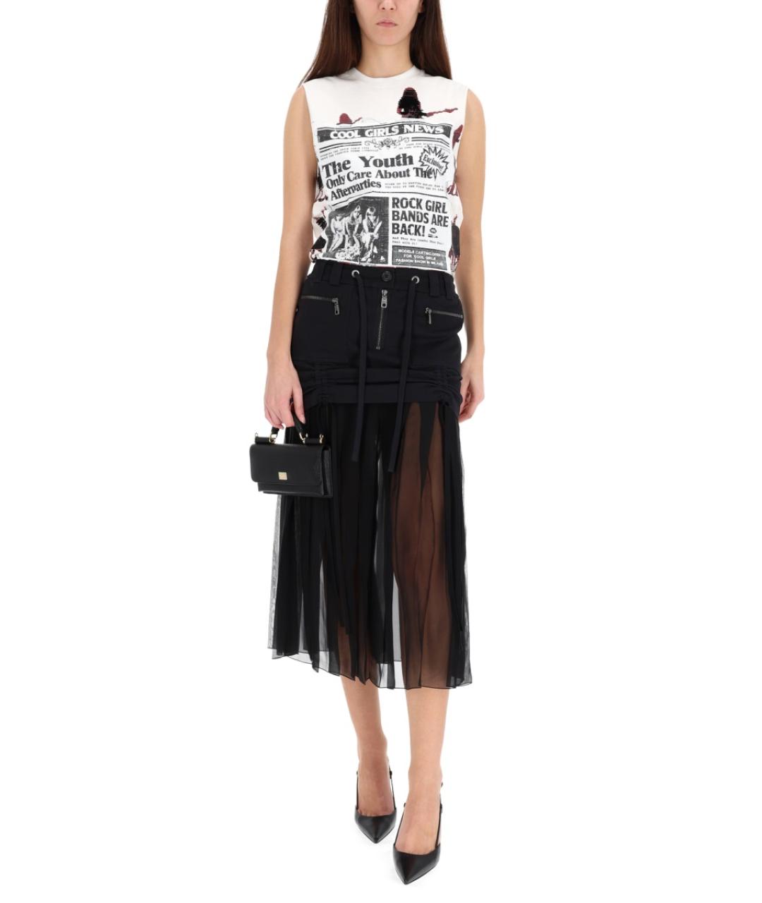 DOLCE&GABBANA Черная шелковая юбка миди, фото 4