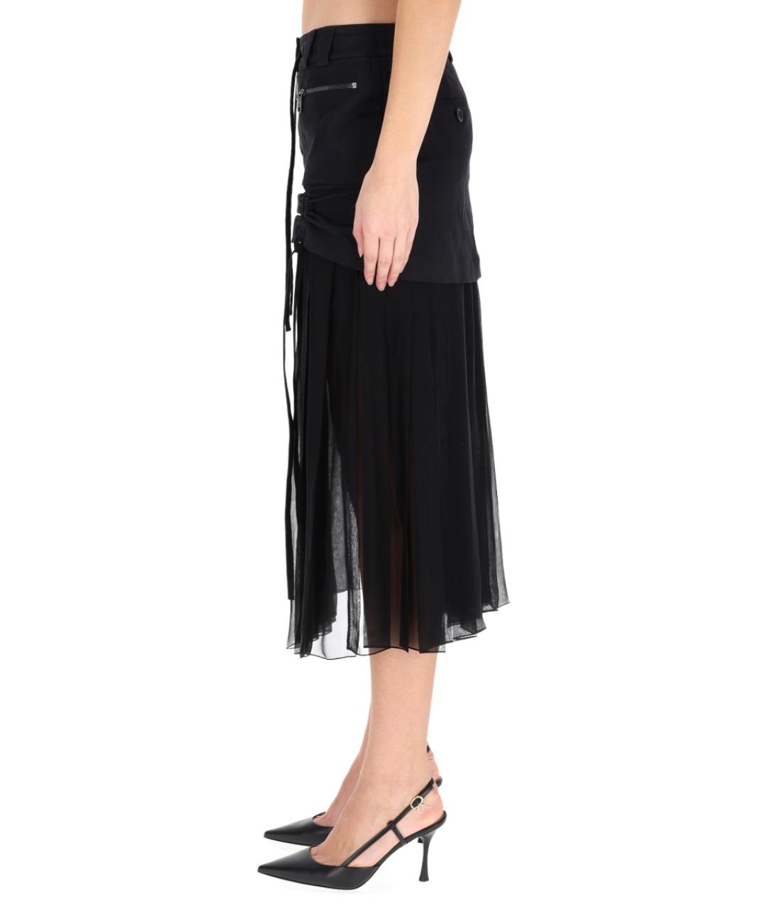 DOLCE&GABBANA Черная шелковая юбка миди, фото 3