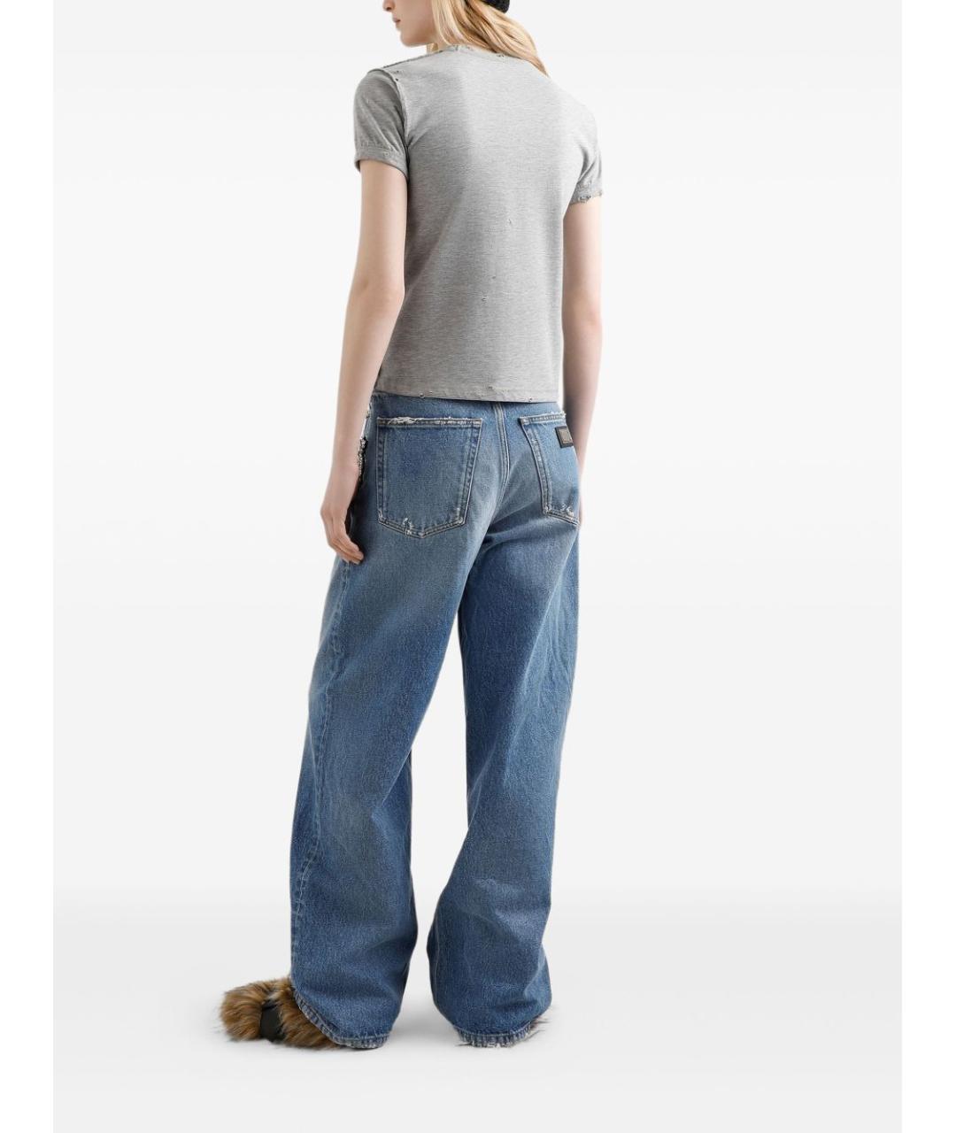 DOLCE&GABBANA Серая хлопковая футболка, фото 2