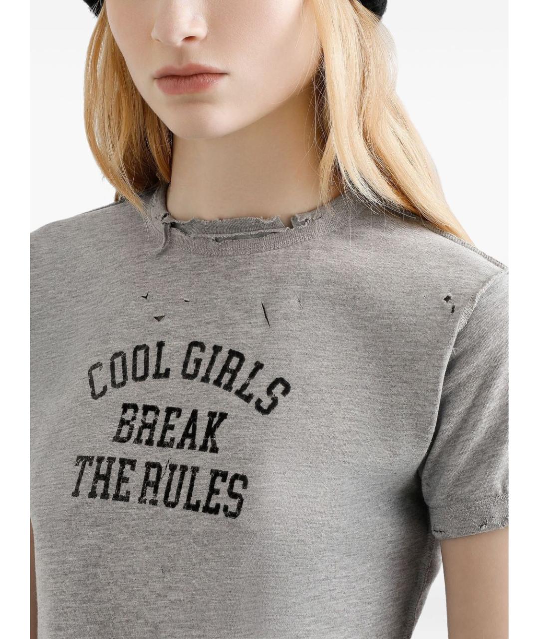 DOLCE&GABBANA Серая хлопковая футболка, фото 3