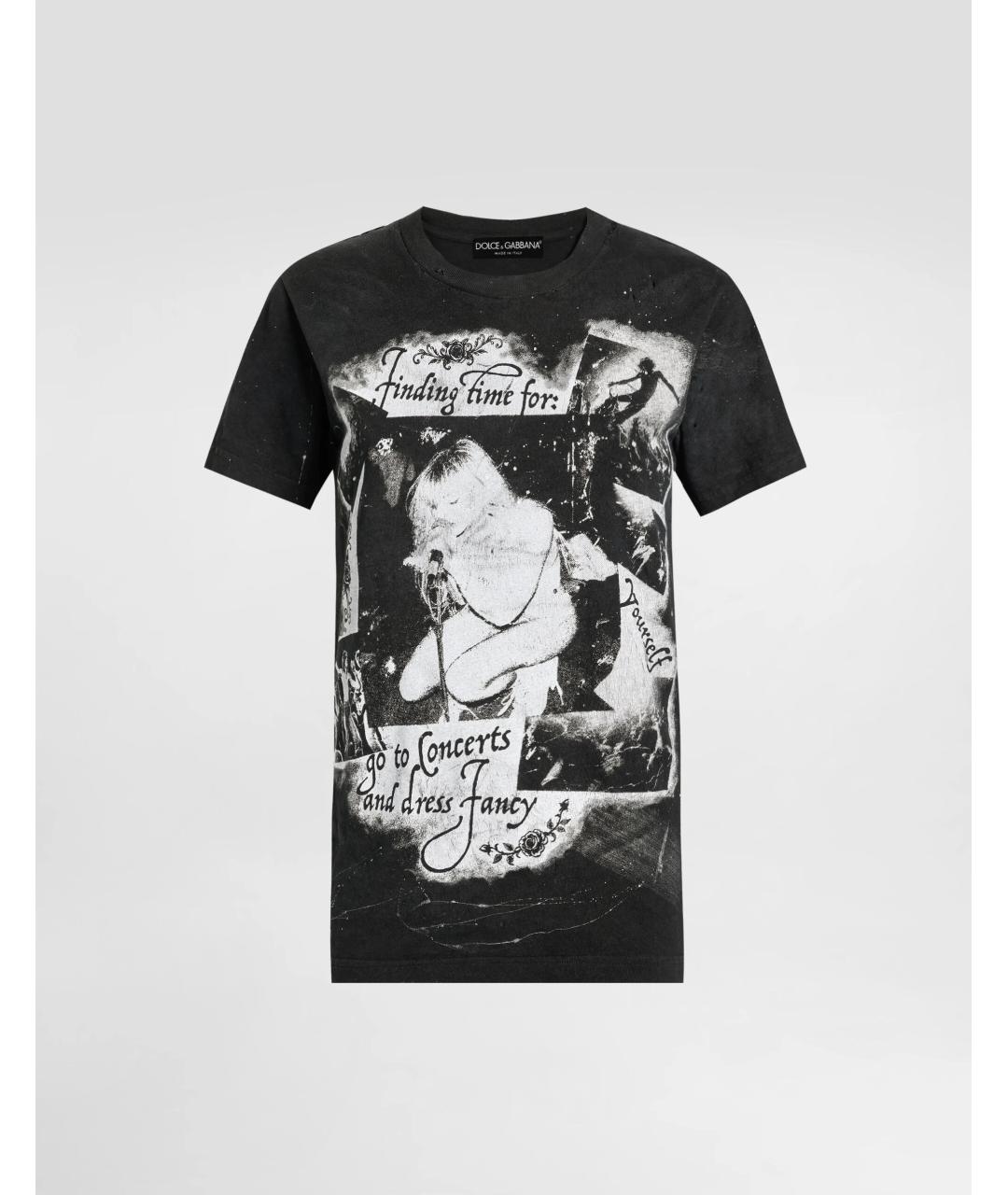 DOLCE&GABBANA Черная хлопковая футболка, фото 7
