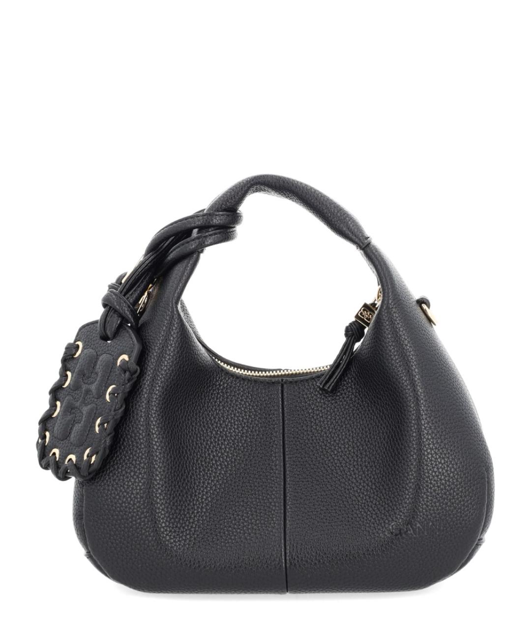 GANNI Черная синтетическая сумка с короткими ручками, фото 5