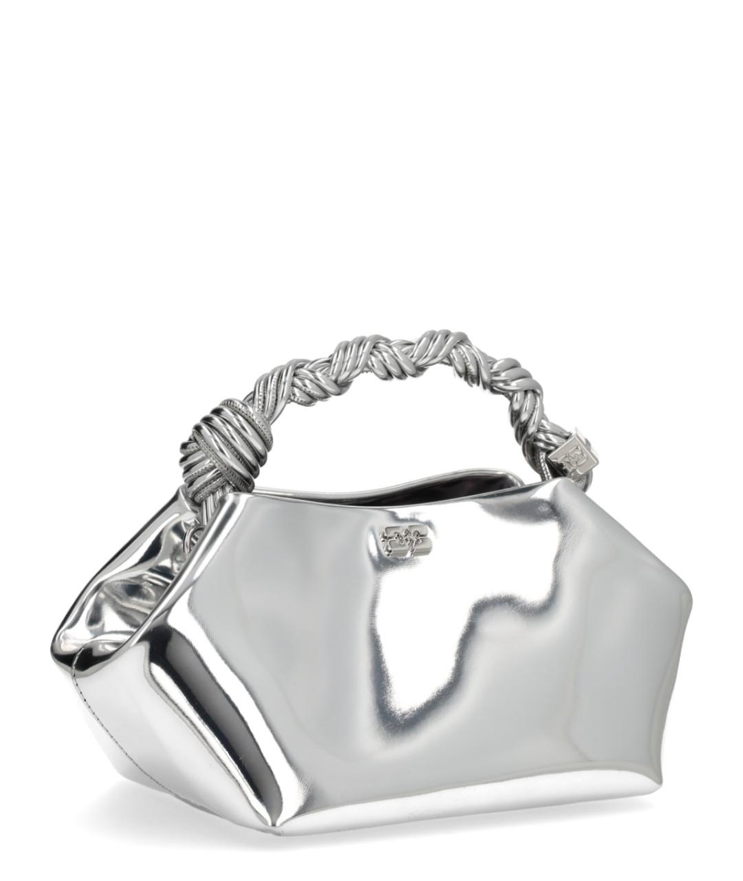 GANNI Серебряная сумка с короткими ручками из искусственной кожи, фото 3
